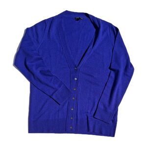 Eileen Fisher Size M Merino Wool Cardigan Sweater Button Up Blue Quiet Luxury